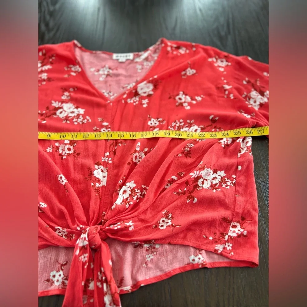 Mauby Floral print knotted blouse bohemian festival hippie relaxed‎ fit - Picture 9 of 11